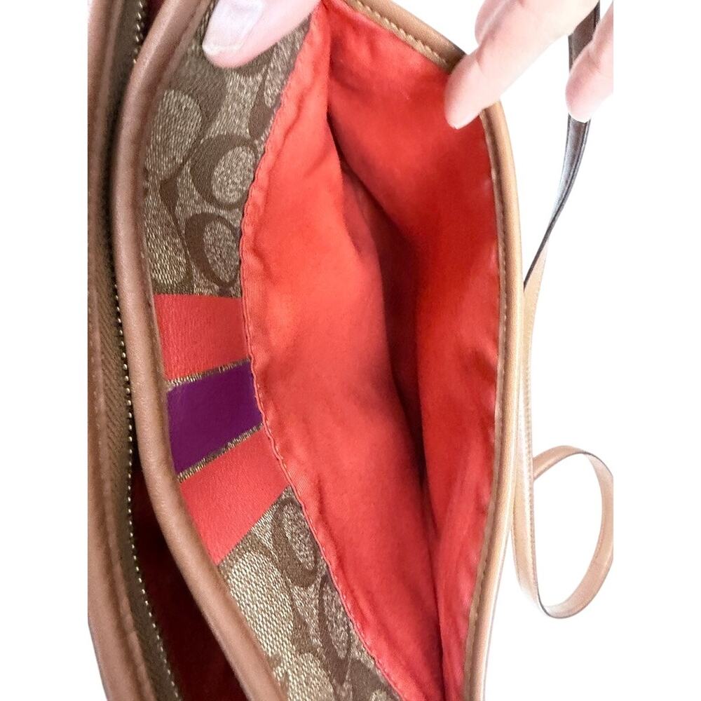 Coach F38402 Signature Varsity Stripe File Crossbody Bag Watermelon Violet - Picture 10 of 12